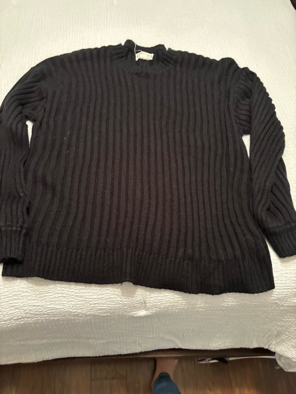 Black Ribbed Knit Sweater